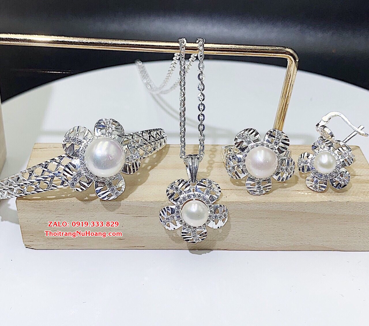 10 Bộ trang sức Bạc Ngọc Trai cao cấp NT02