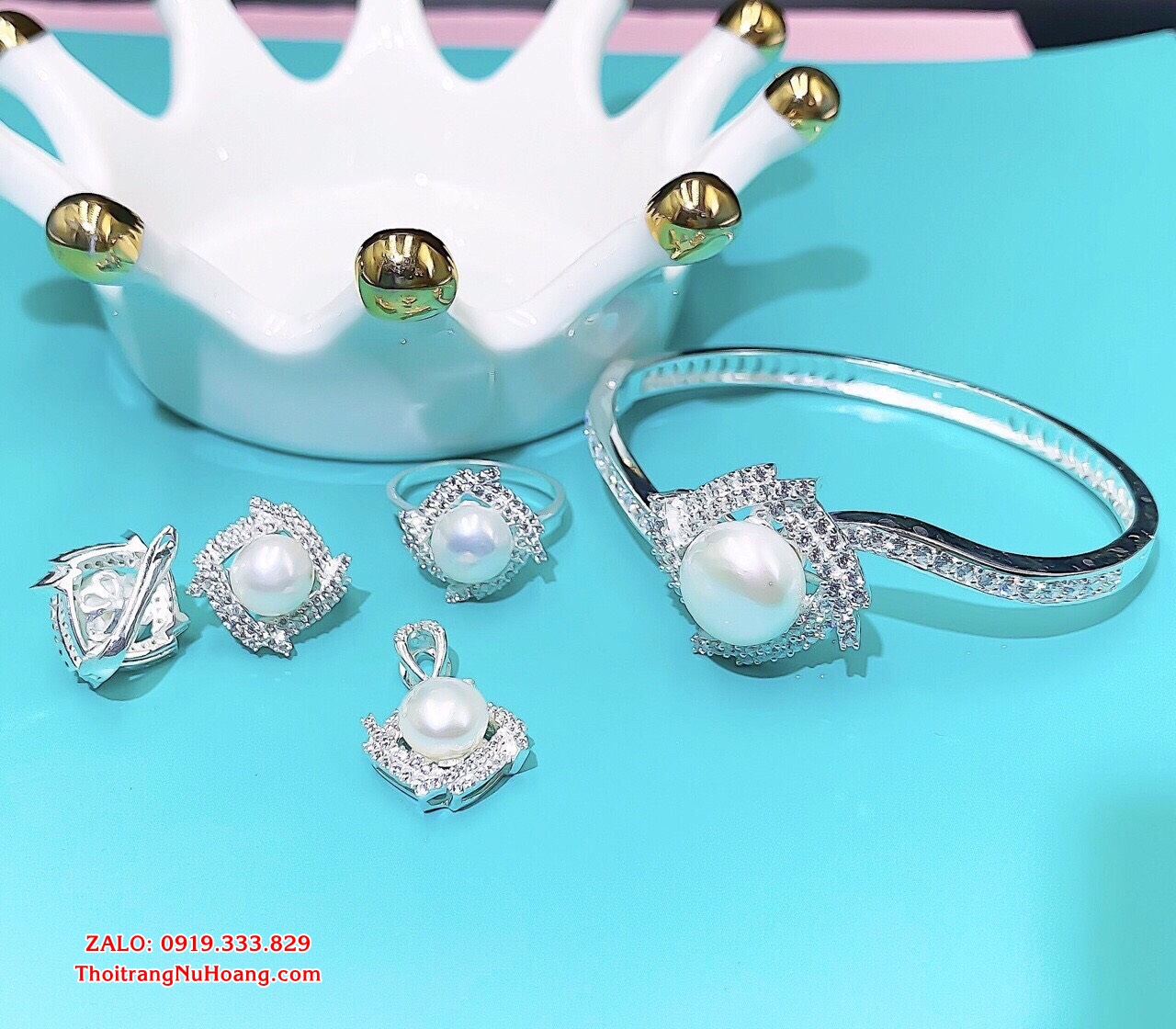 10 Bộ trang sức Bạc Ngọc Trai cao cấp NT02