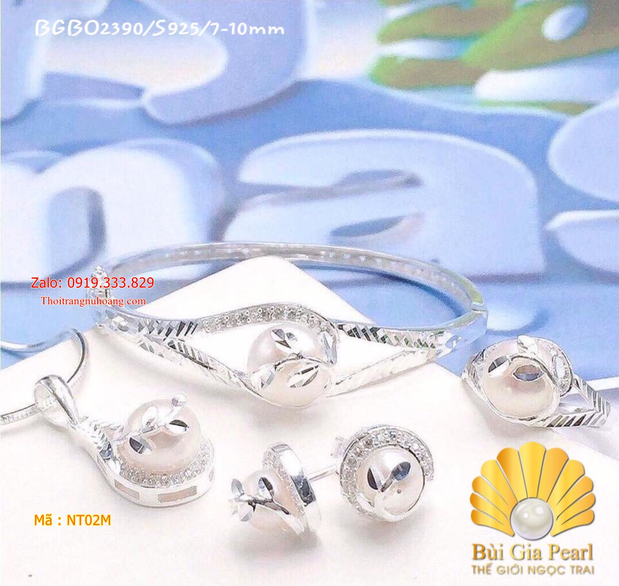 10 Bộ trang sức Bạc Ngọc Trai cao cấp NT02