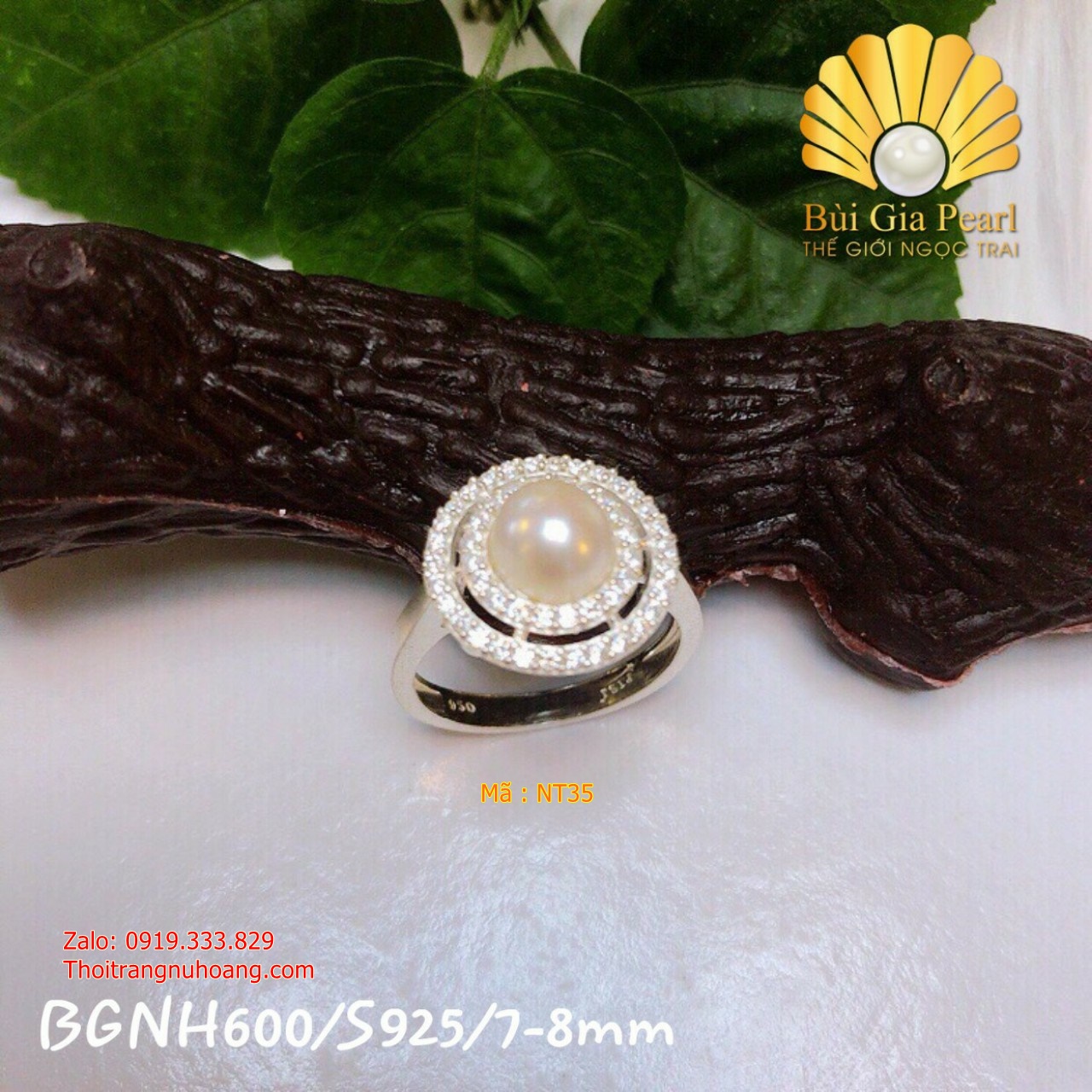 Set nhẫn ngọc trai chế tác bạc sang trọng NT35