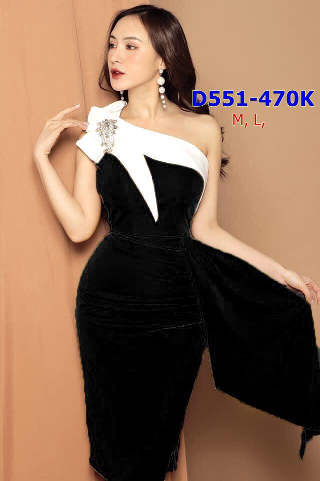 Đầm Body Lệch Vai Kèm Tag D548