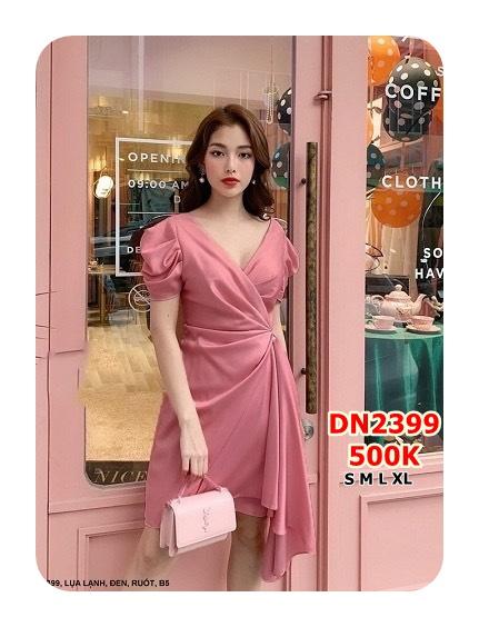 ĐẦM CỔ CHÉO EO THẮT NƠ DÀI XUỐNG LAI - DN2399