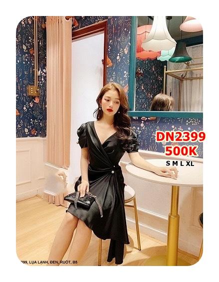ĐẦM CỔ CHÉO EO THẮT NƠ DÀI XUỐNG LAI - DN2399