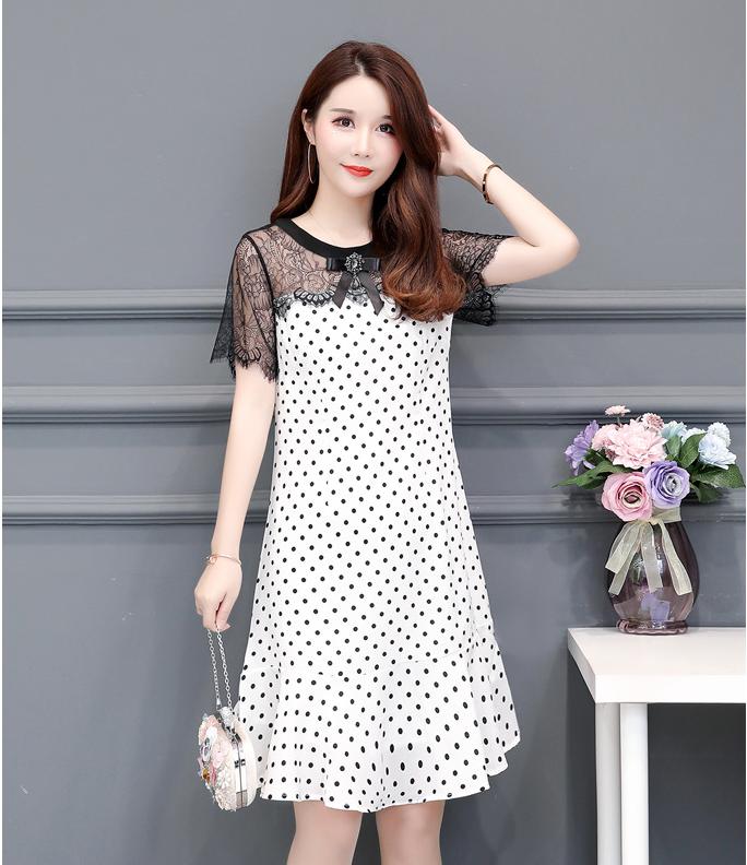 ĐẦM CHẤM BI PHỐI REN -HN658