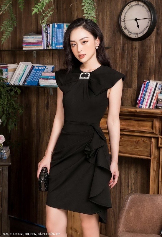 ĐẦM DÚN EO TAY DÚN ĐÍNH KHOEN-DN2426