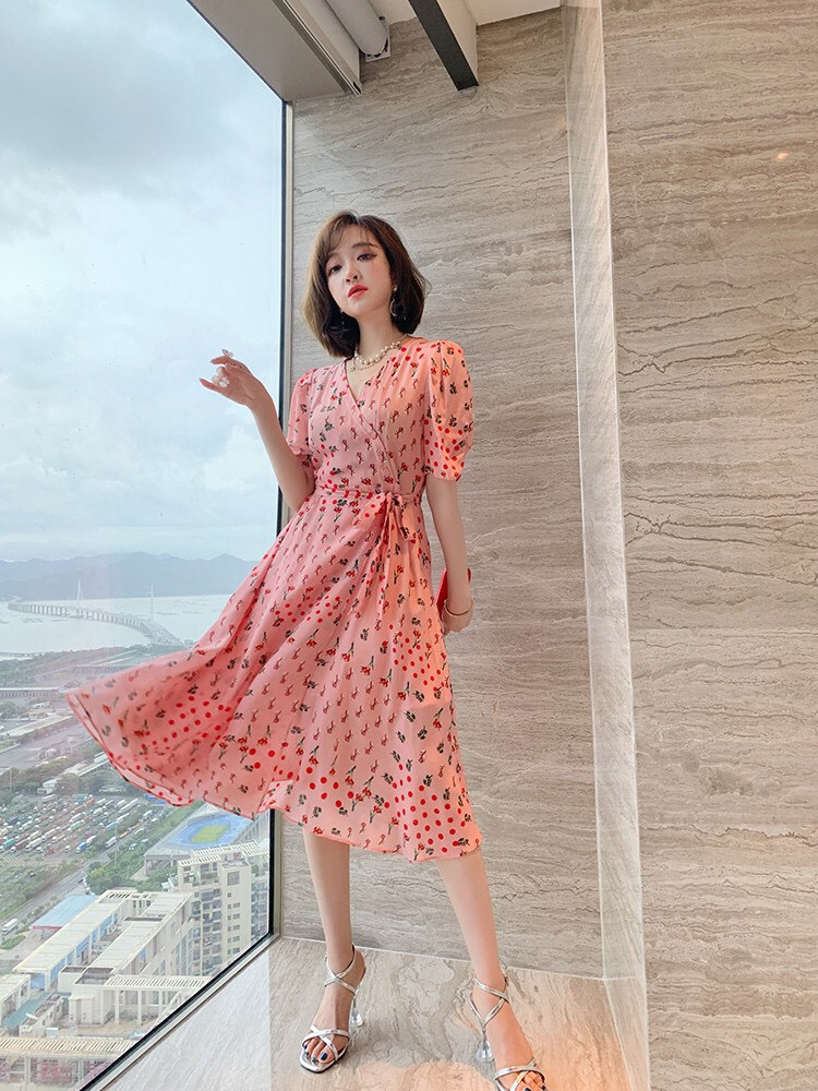 ĐẦM MAXI HOA PHỐI BI CỘT EO- HN705