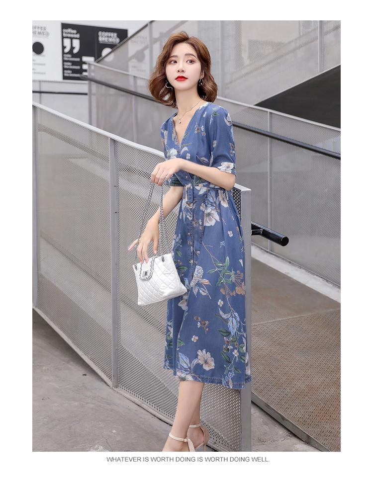 ĐẦM  HỌA TIẾT CO CẤP HÀNG NHẬP -HN707
