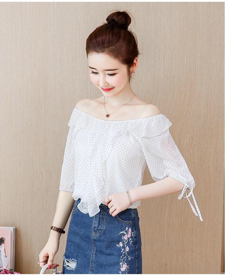 ÁO SƠ MI  KIỂU CHẤM BI THUN PHỐI BÈO -SM40