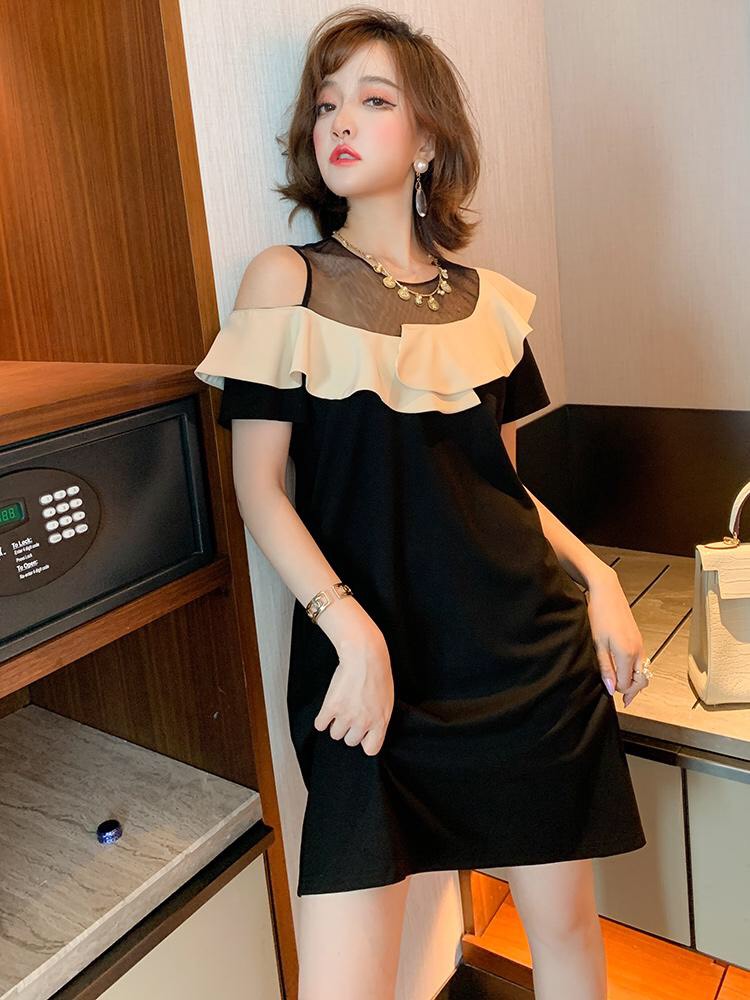 ĐẦM SUÔNG PHỐI CỔ REN VÀ  XÔ MỊN -HN713