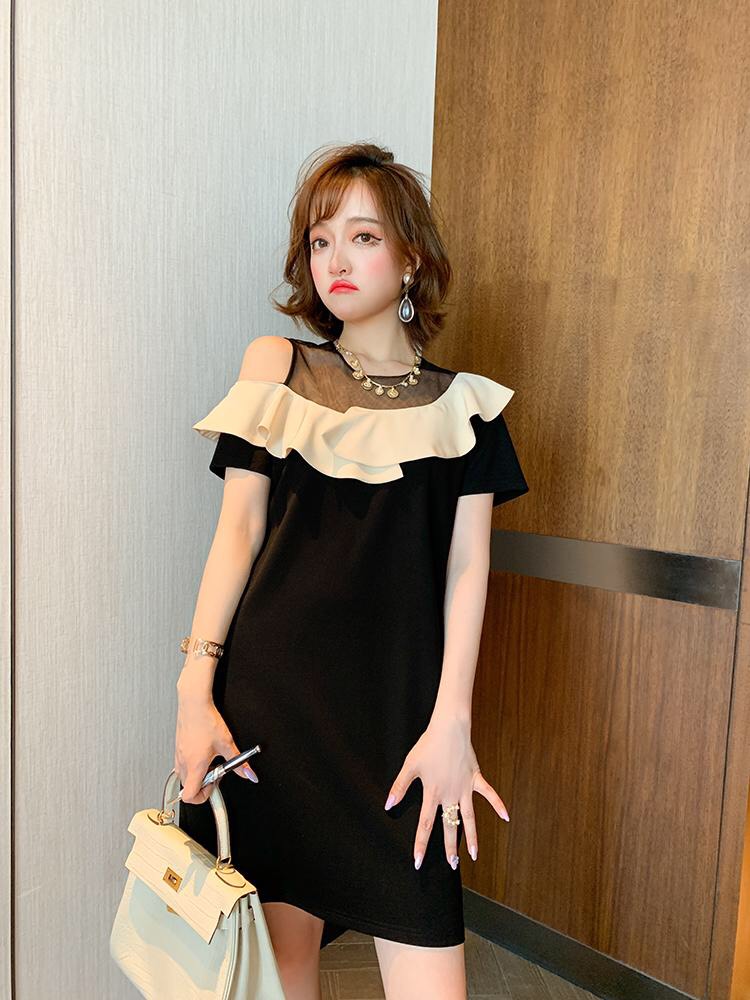 ĐẦM SUÔNG PHỐI CỔ REN VÀ  XÔ MỊN -HN713