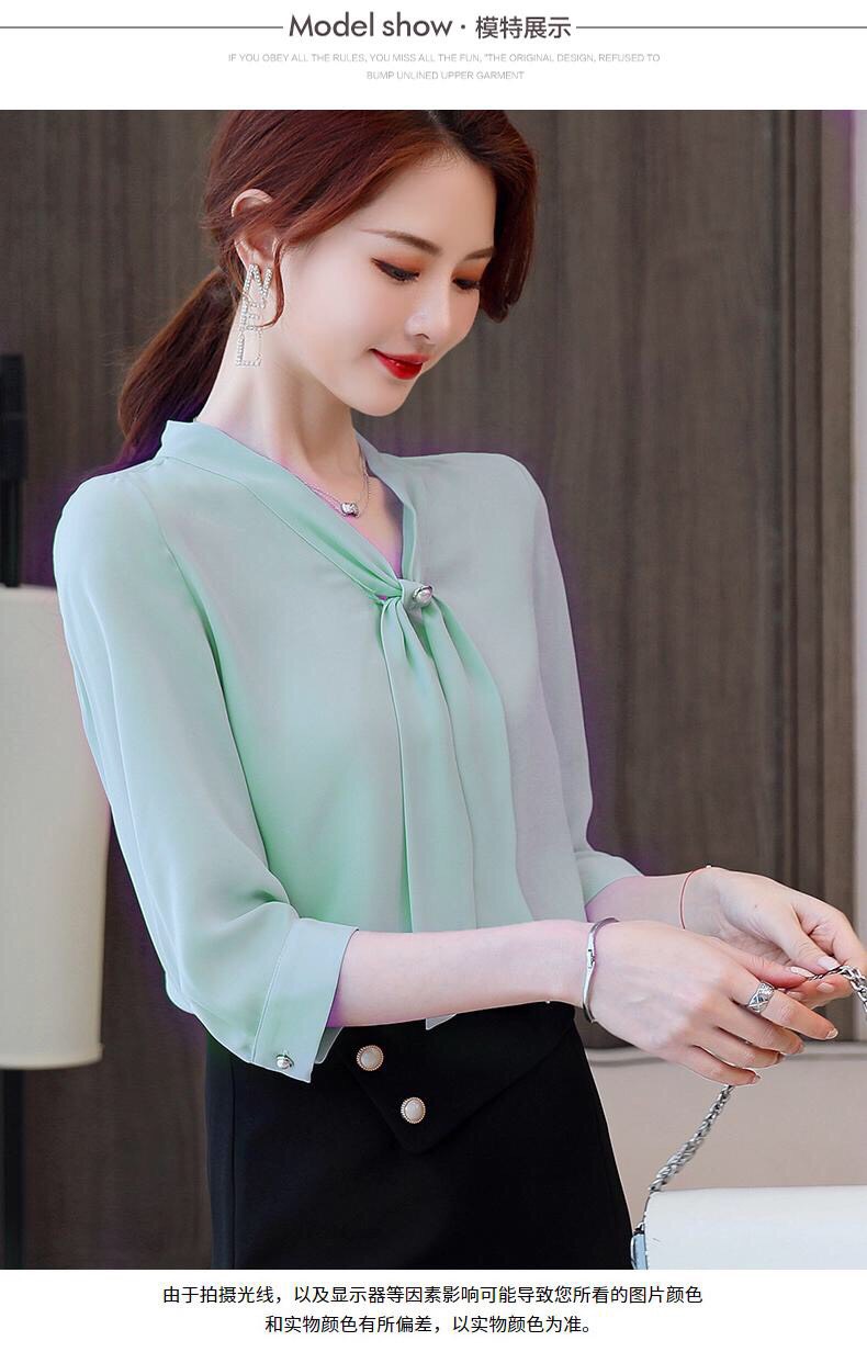 ÁO SƠ MI KIỂU CỔ NƠ ĐÍNH HẠT TAY LỠ -SM43