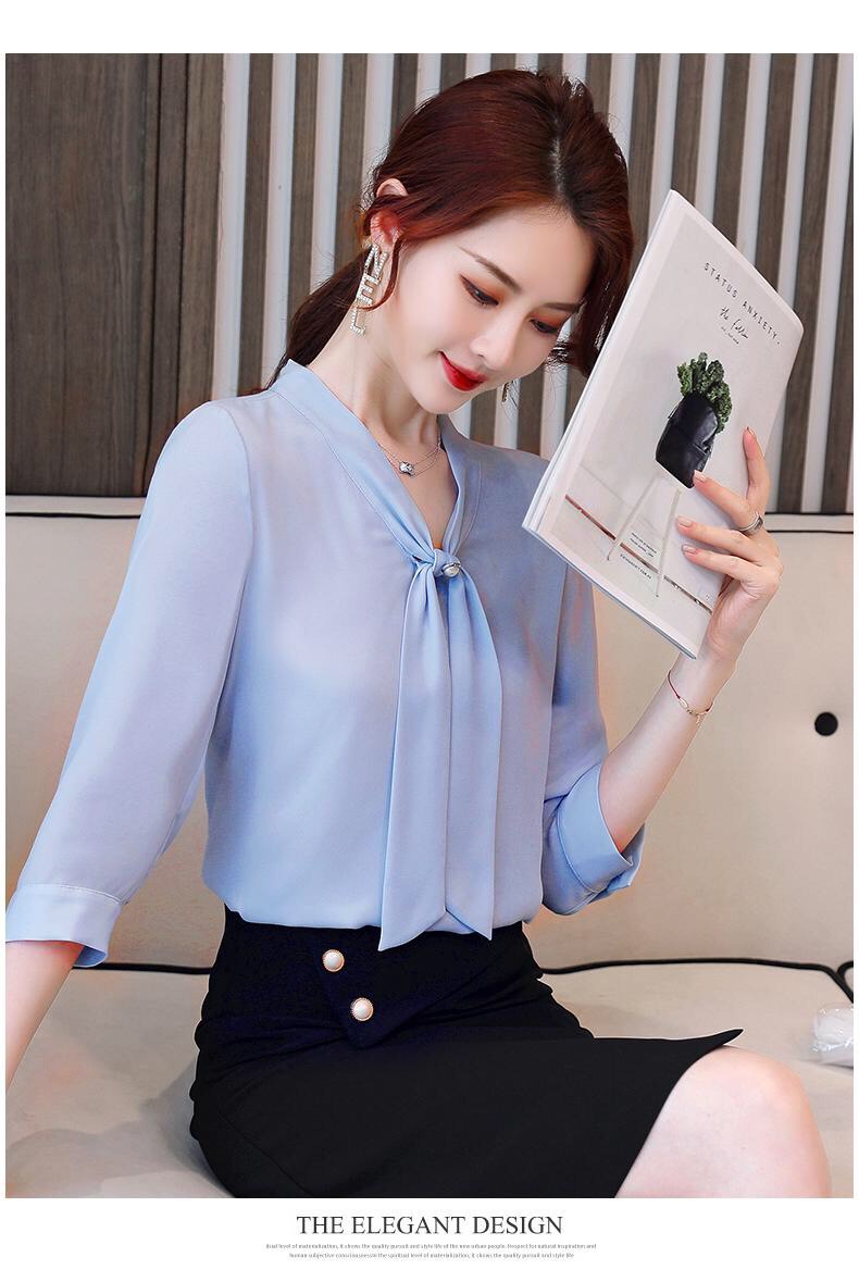 ÁO SƠ MI KIỂU CỔ NƠ ĐÍNH HẠT TAY LỠ -SM43