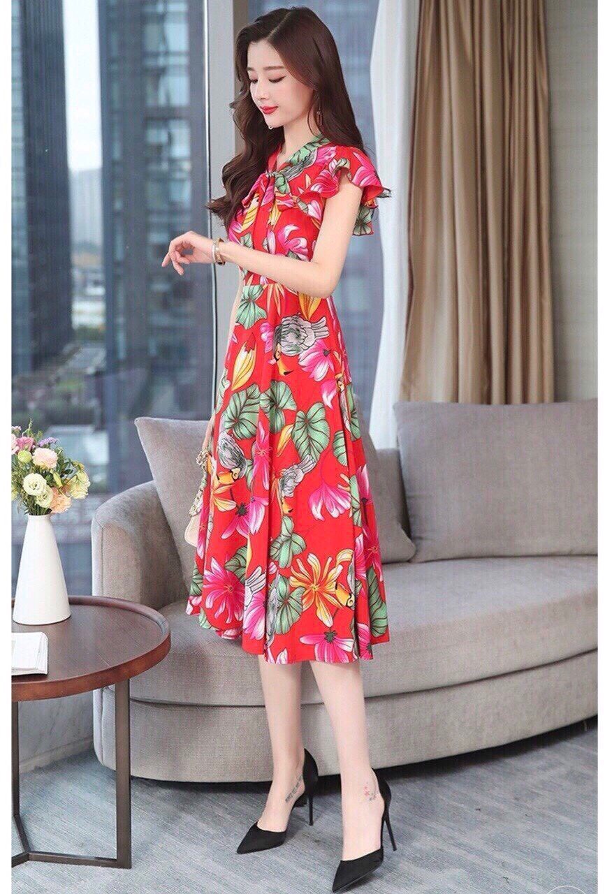ĐẦM XÒE HỌA TIẾT CỔ NƠ CAO CẤP -HN717