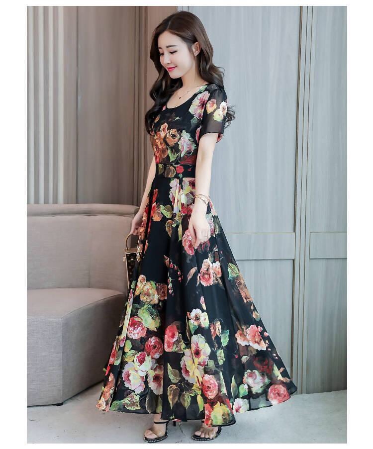 ĐẦM XÒE HOA DÁNG DÀI DUYÊN DÁNG HÀNG NHẬP - HN718