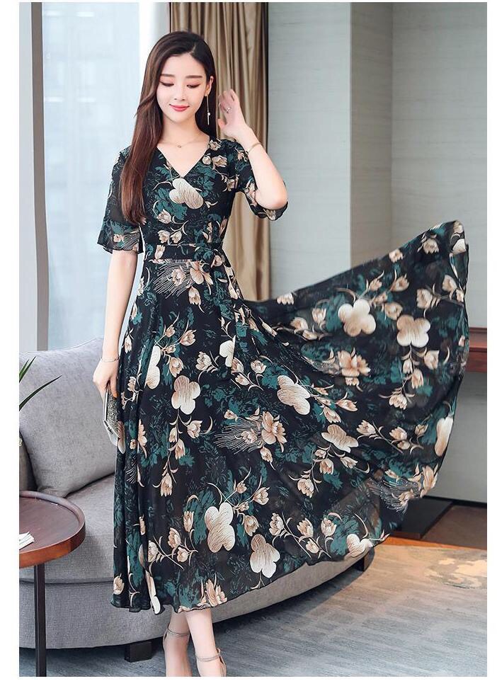 ĐẦM MAXI HOA TAY CON -HN729