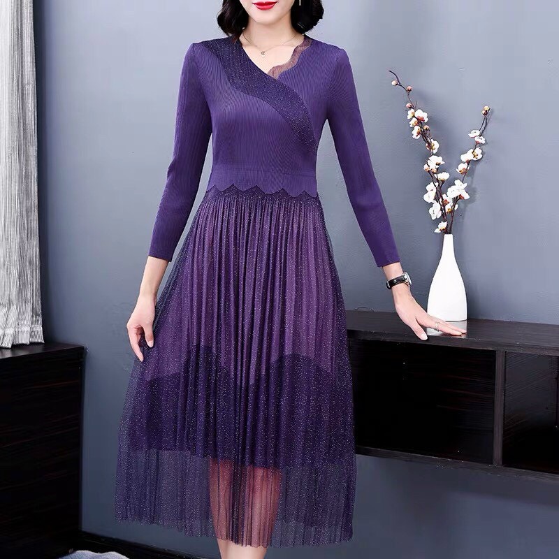 Đầm Dập LY Chân L ưới Kim Tuyến - HN918