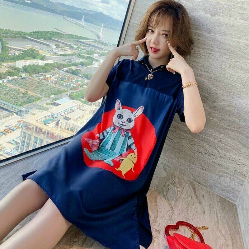 Đầm Suông Phối Họa Tiết - HN945