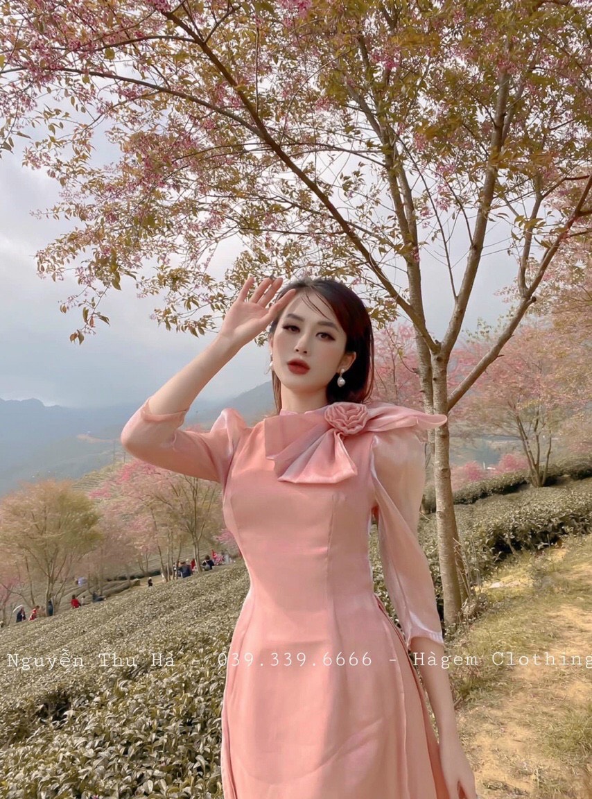 Set Áo Dài Cách Tân Kèm Cổ Nơ - AV369