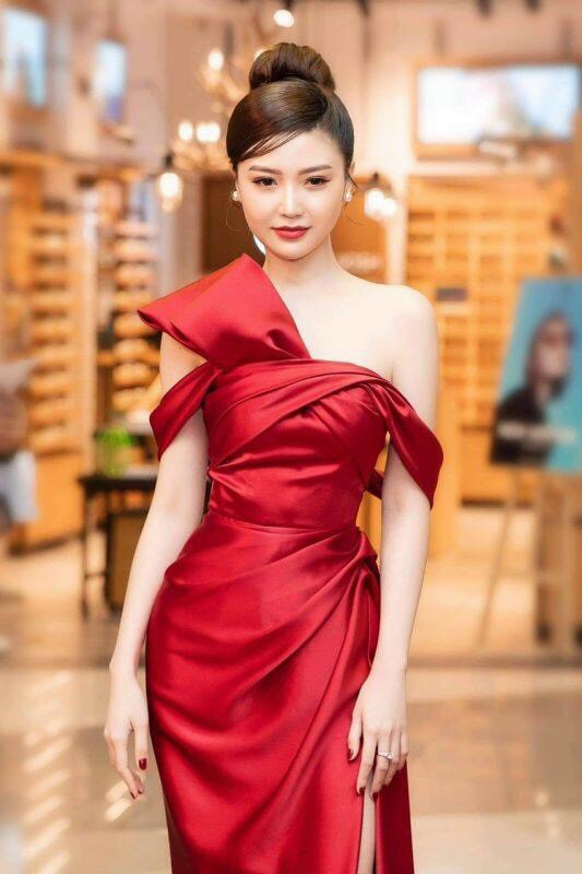 Đầm Dạ Hội Nơ Một Vai Phối Lưới - D503