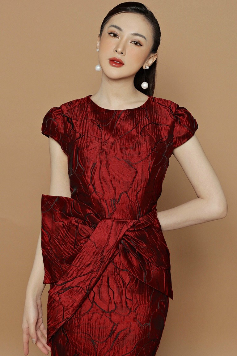 Đầm Gấm Body Bản Nơ- D773