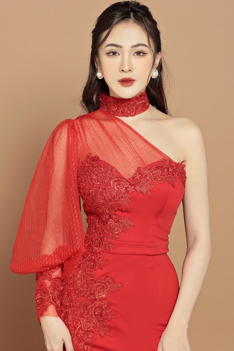 Đầm Dạ Hội Một Vai Dài Tay - D717