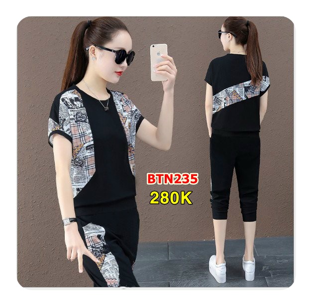Set Bộ Thời Trang Lửng Phối Họa Tiết 3D- BTN235