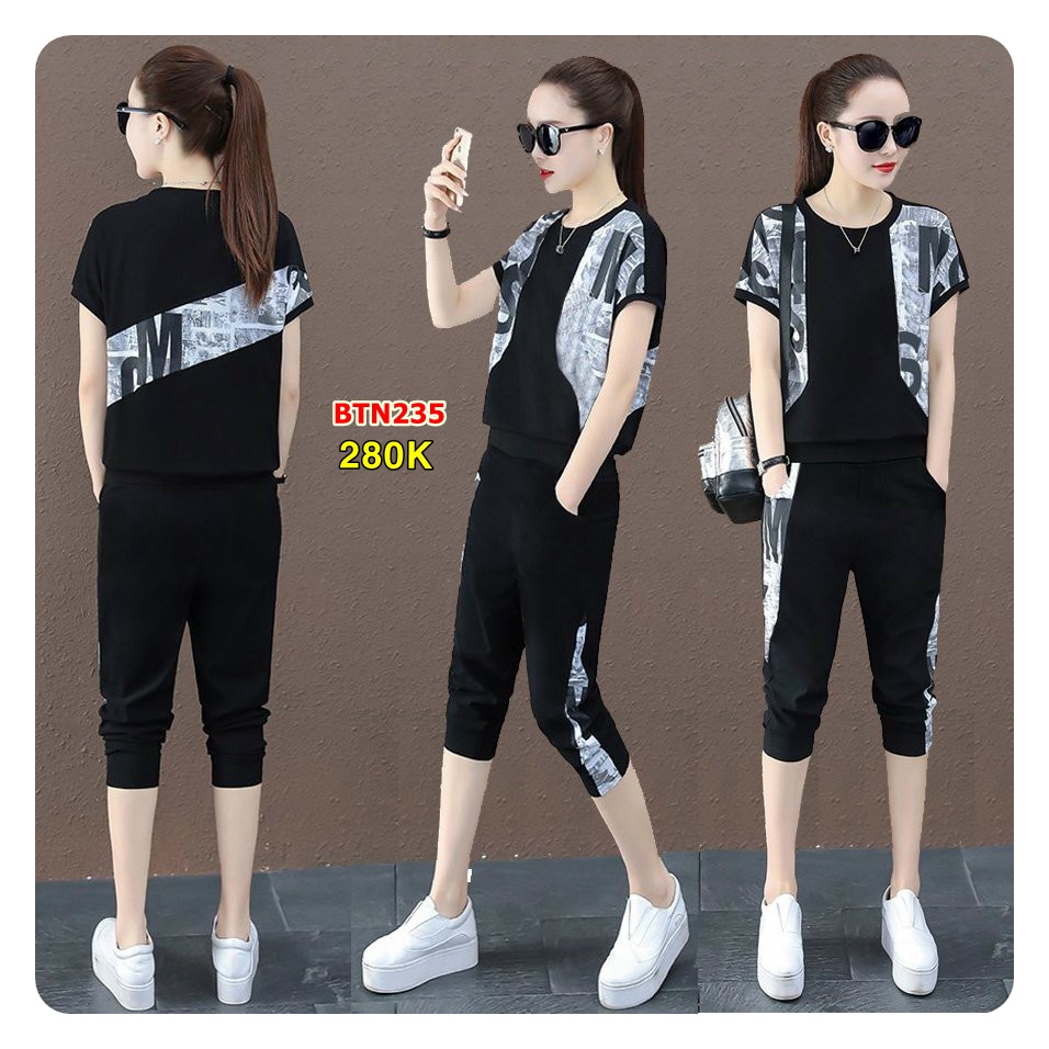 Set Bộ Thời Trang Lửng Phối Họa Tiết 3D- BTN235