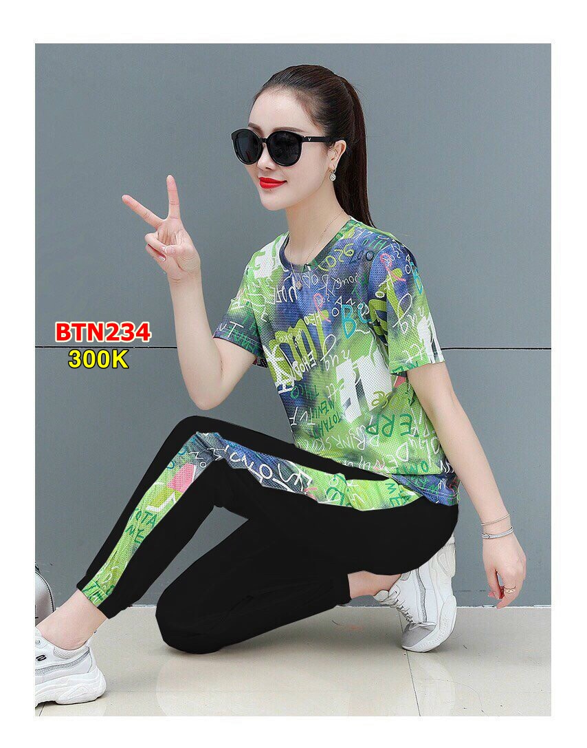 Set  Bộ Thời Trang Phối Họa Tiết Chữ Loang 3D Hot Hit - BTN234