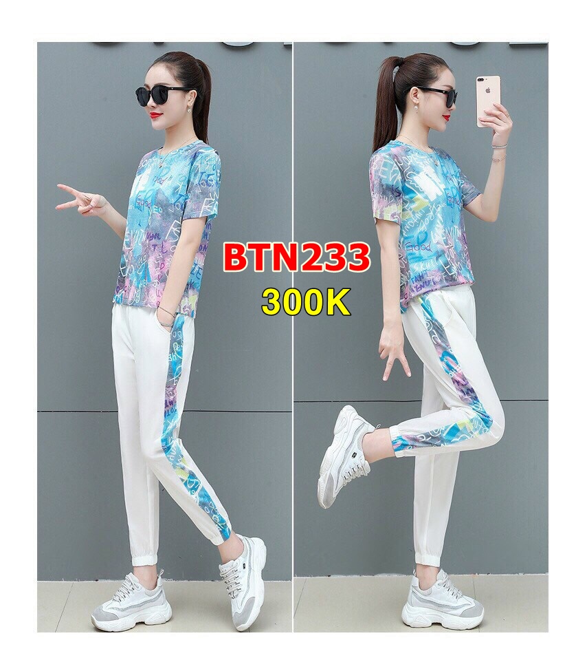 Set  Bộ Thời Trang Phối Họa Tiết Chữ Loang 3D -BTN233