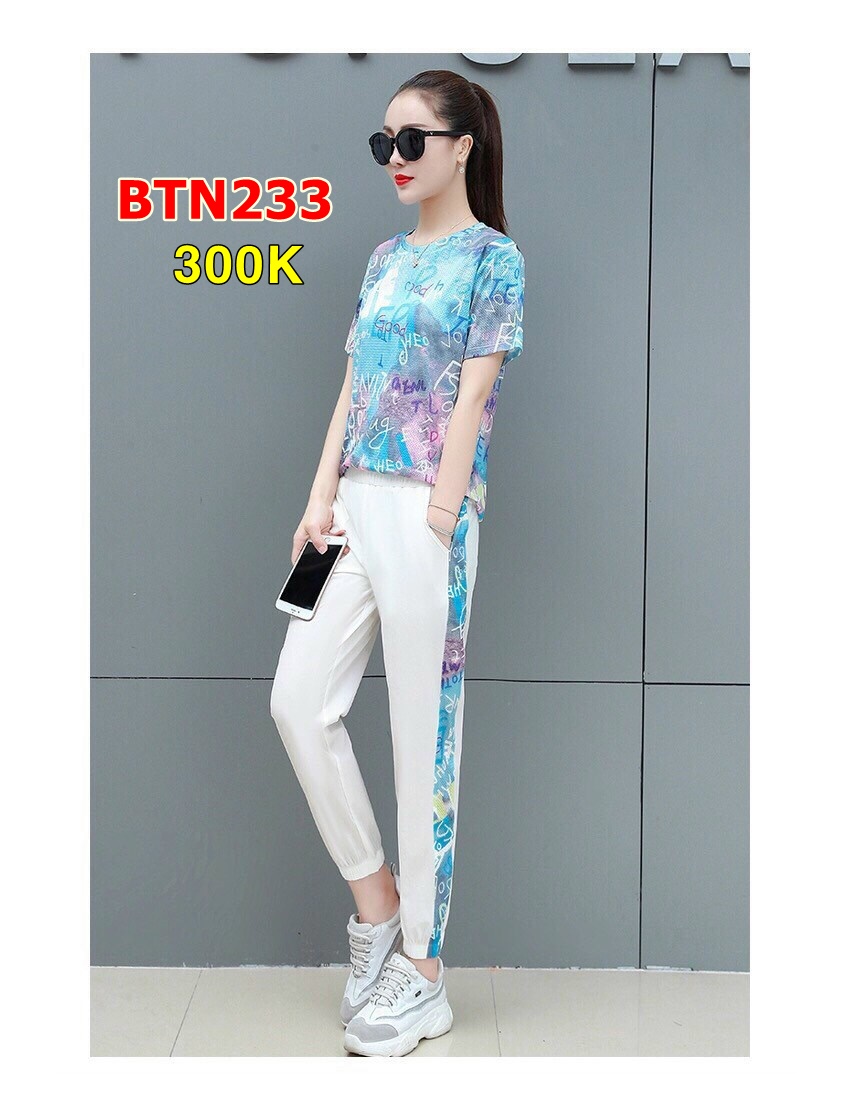 Set  Bộ Thời Trang Phối Họa Tiết Chữ Loang 3D -BTN233