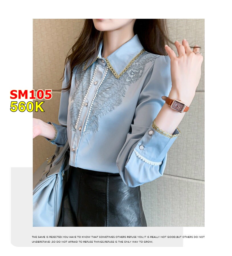Áo Sơ Mi Cổ Ren Kết Hạt - SM105