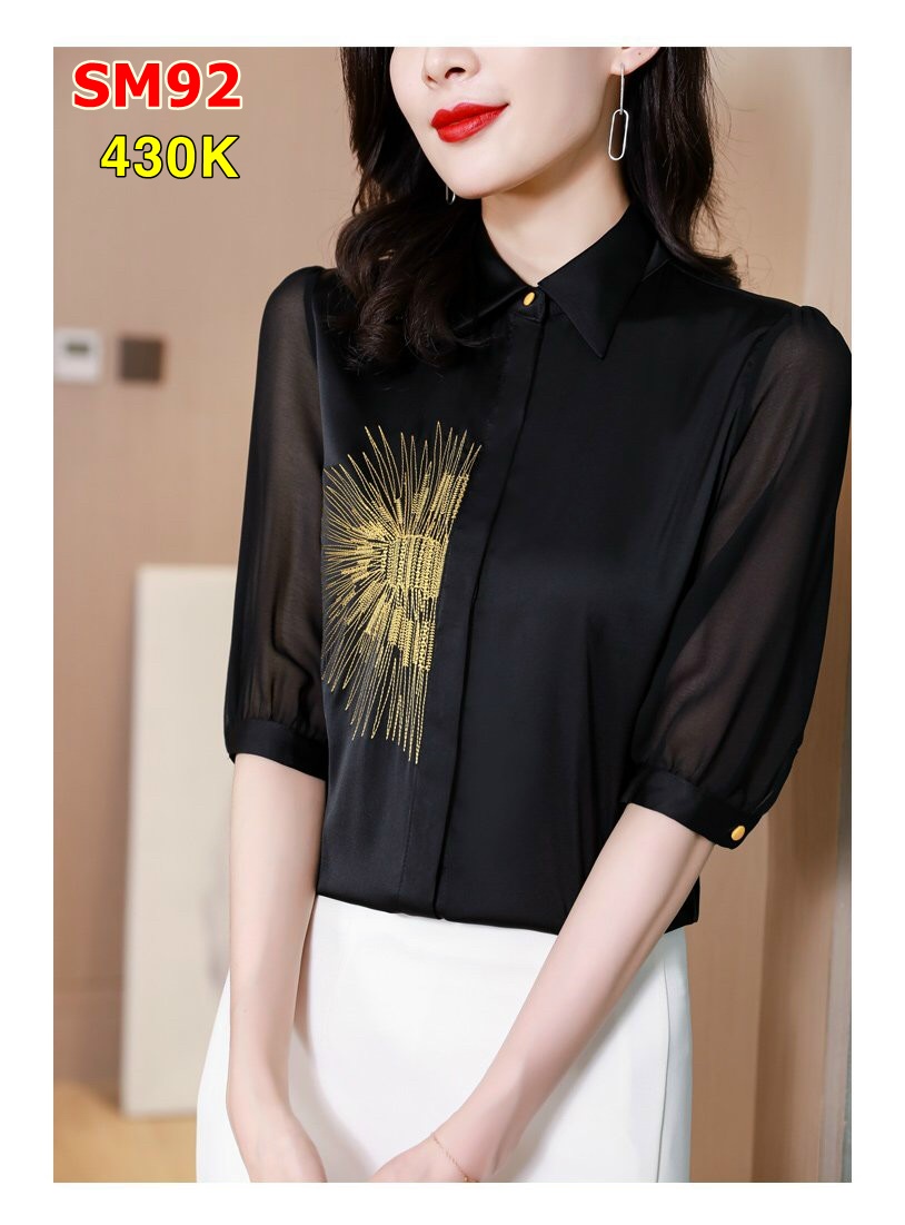 Áo Sơ Mi Tay Lỡ Thêu Cao Cấp - SM92