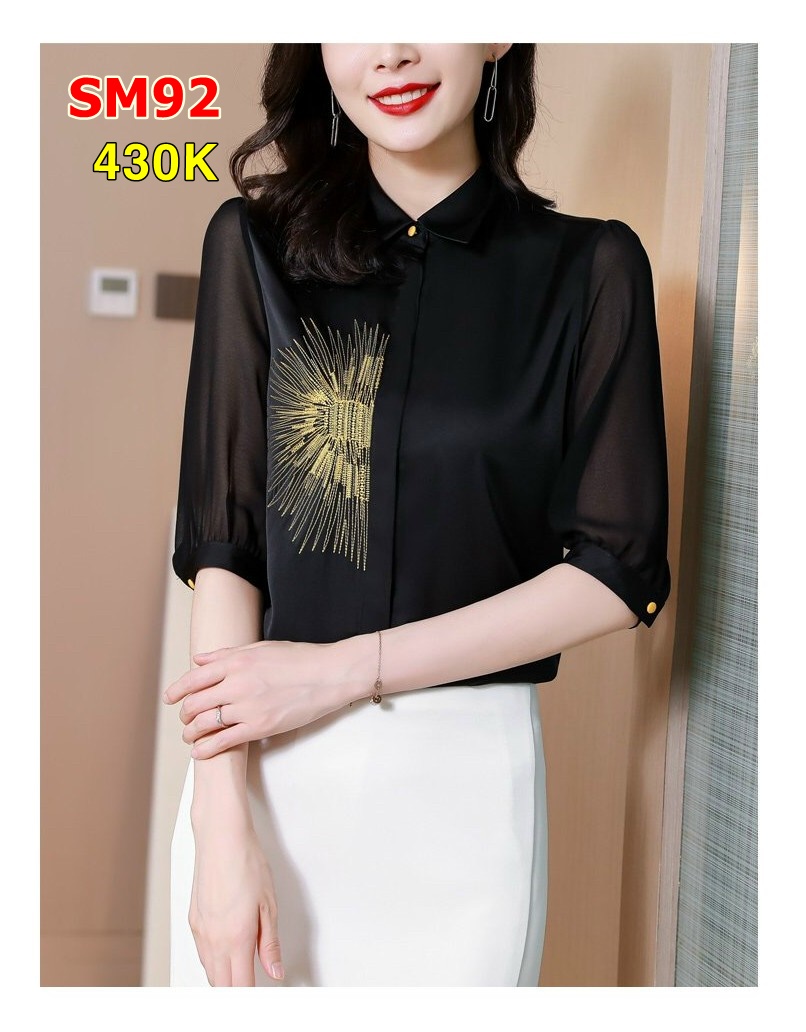Áo Sơ Mi Tay Lỡ Thêu Cao Cấp - SM92