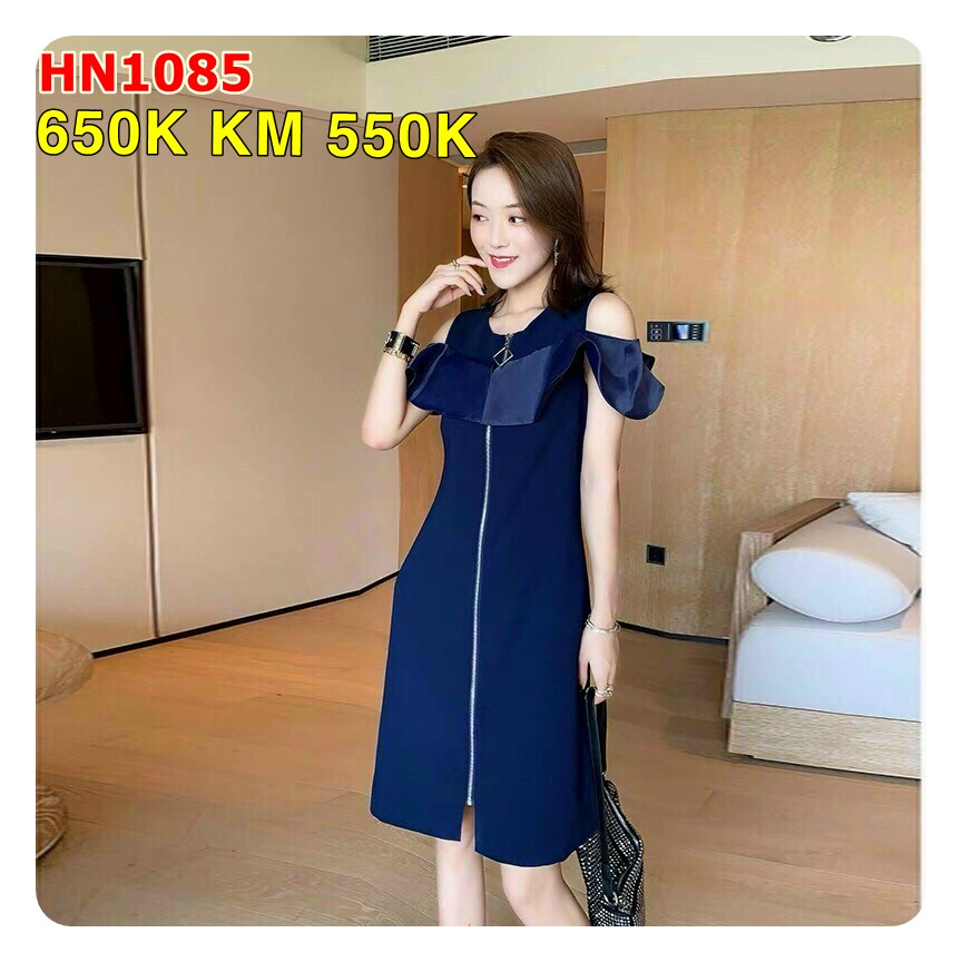 Đầm Suông Rớt Vai Khóa Kéo - HN1085