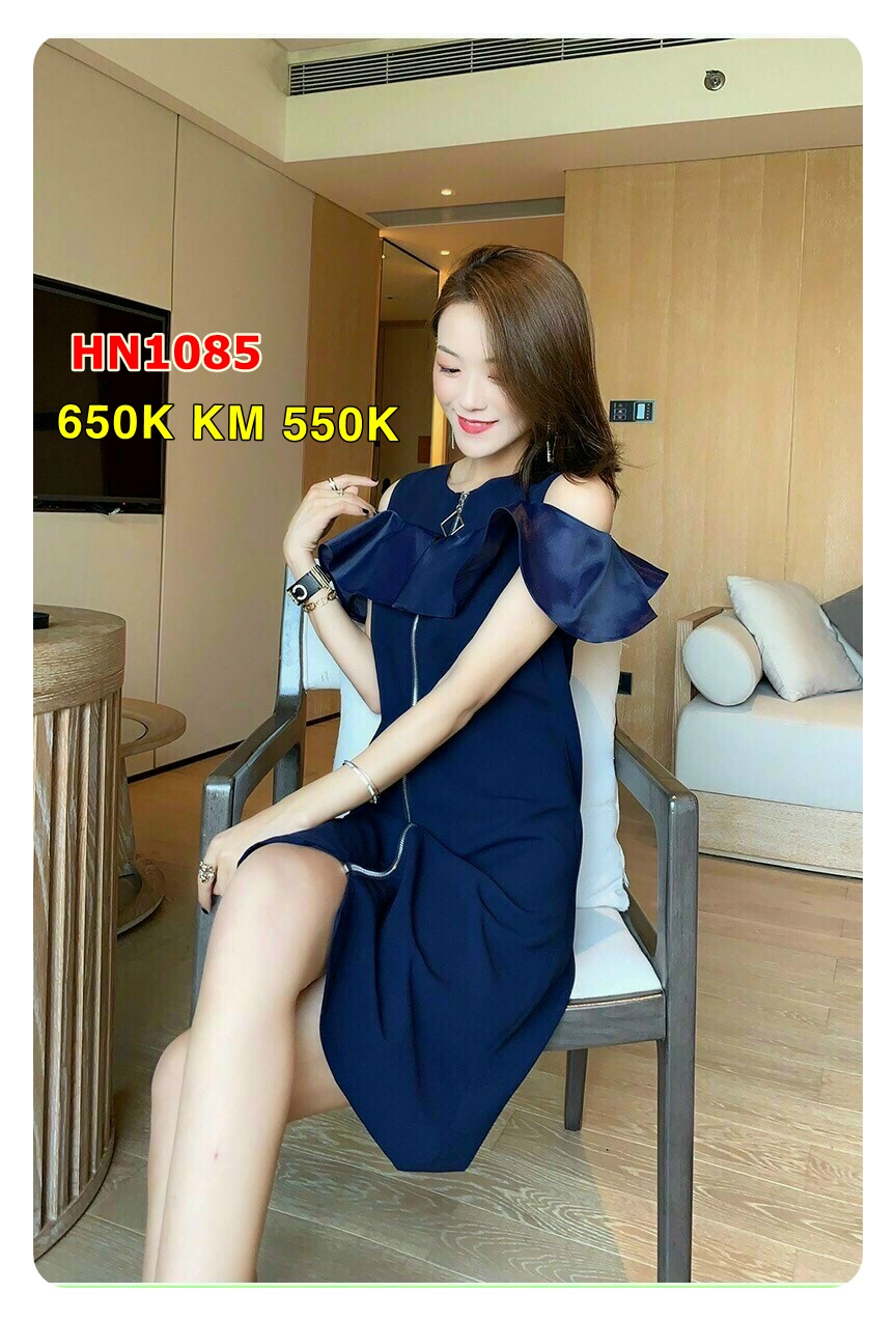 Đầm Suông Rớt Vai Khóa Kéo - HN1085