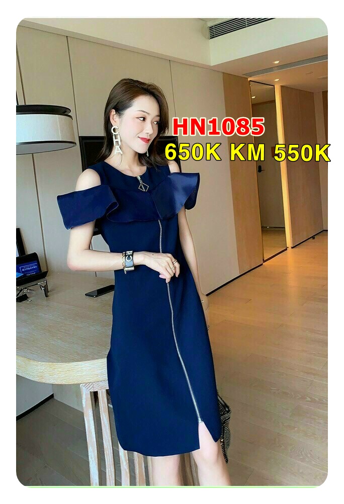 Đầm Suông Rớt Vai Khóa Kéo - HN1085
