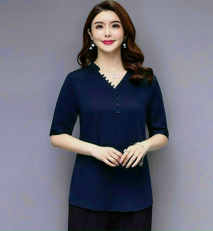 Áo Sơ Mi Trung Niên Đính Nút Cách Điệu - SM115
