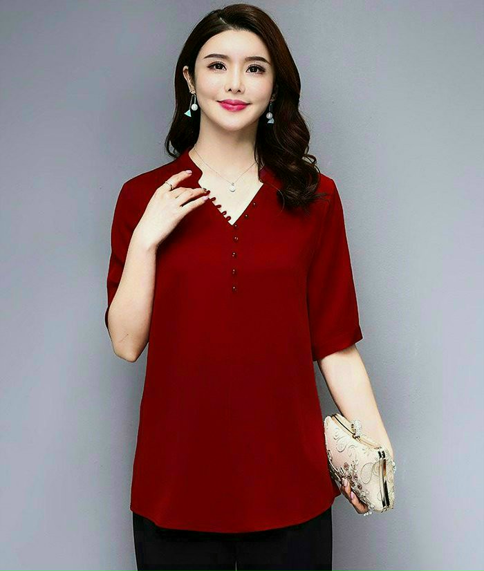 Áo Sơ Mi Trung Niên Đính Nút Cách Điệu - SM115