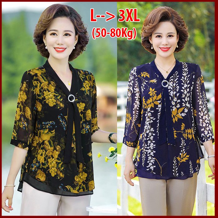 Áo Voan 2 Lớp In Hoa Đính Kèm Phụ Kiện- SM118