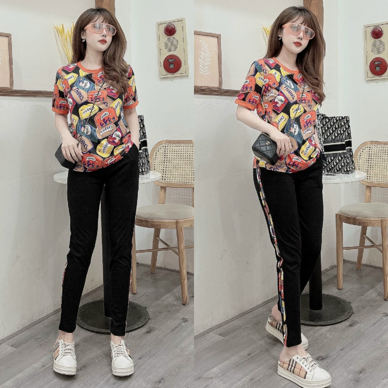 SET BỘ THỜI TRANG  PHỐI HỌA TIẾT THANKS - BTN401
