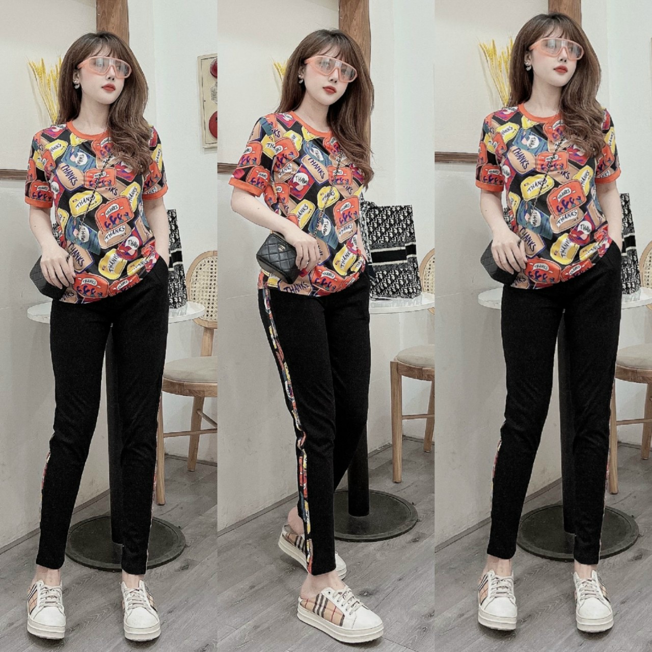 SET BỘ THỜI TRANG  PHỐI HỌA TIẾT THANKS - BTN401