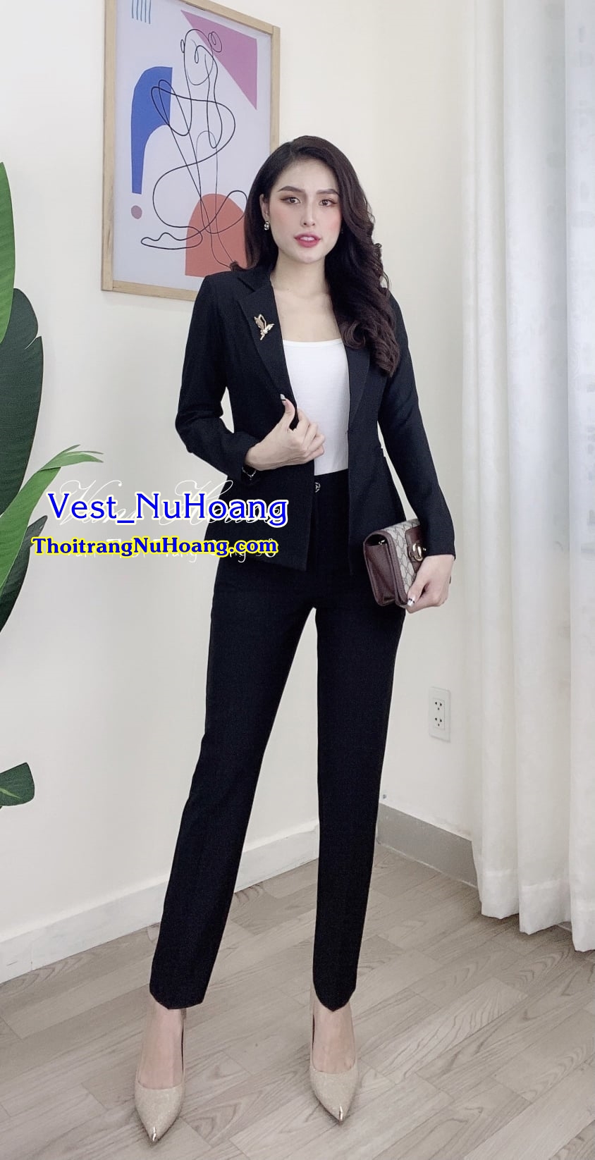 Bộ Vest nữ công sở dài tay, thời trang công sở nữ thanh lịch, sang trọng (tặng áo hai dây trong) - VN72