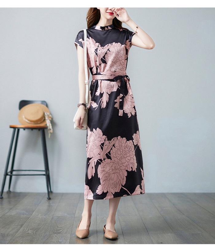 ĐẦM SUÔNG LỤA HỌA TIẾT CAO CẤP XINH XẮN -HN1145