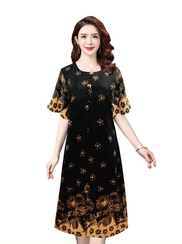 ĐẦM SUÔNG TAY CÁNH TIÊN ĐÍNH 5 NÚT IN HỌA TIẾT  CAO CẤP-1152