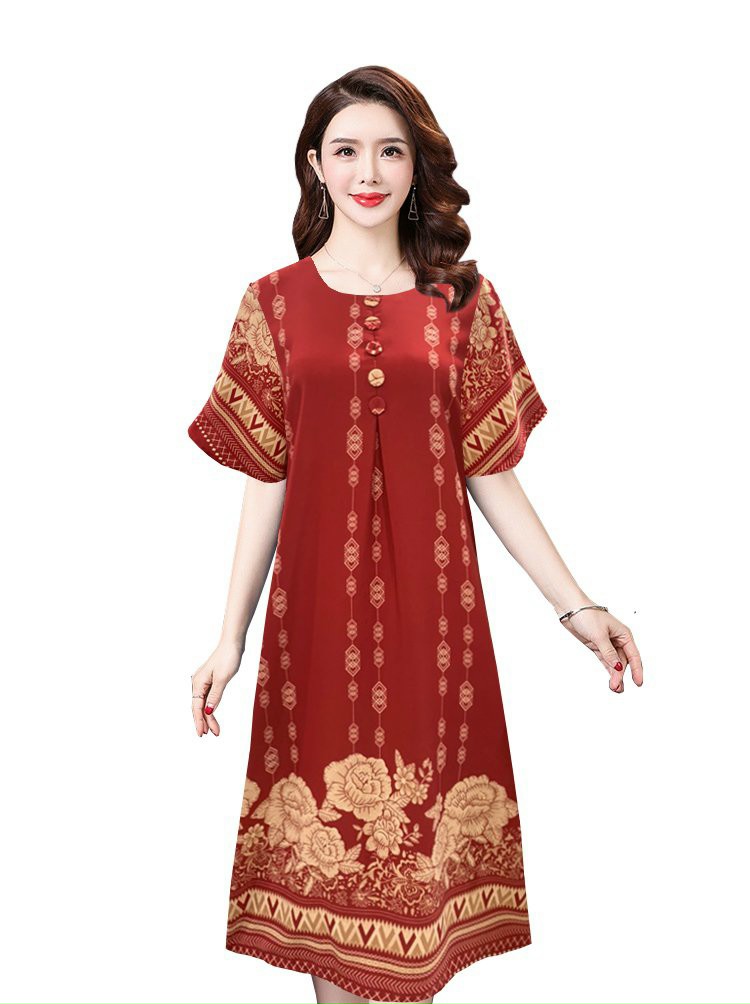 ĐẦM SUÔNG TAY CÁNH TIÊN ĐÍNH 5 NÚT IN HỌA TIẾT  CAO CẤP-1152