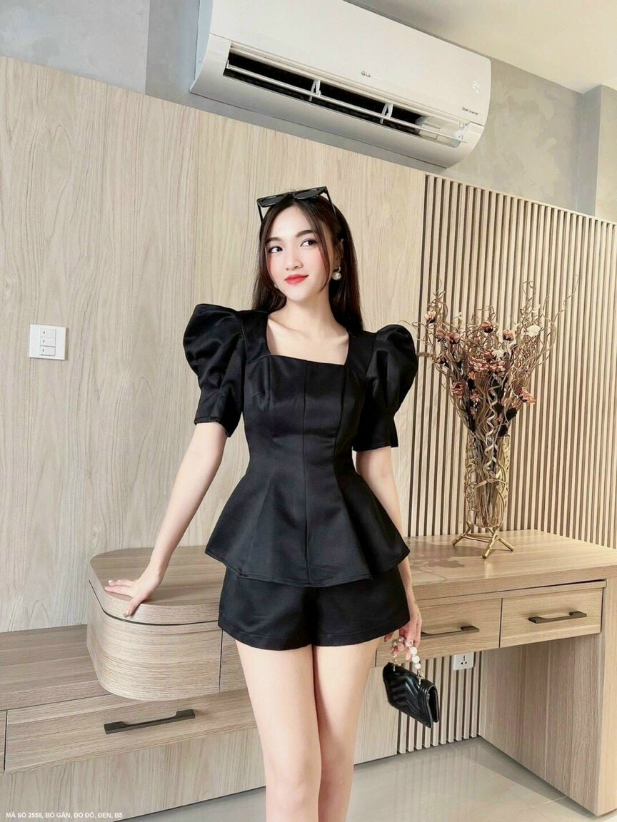 Đồ Bộ Ngắn tay phồng Cổ Vuông CAO CẤP-HN1165