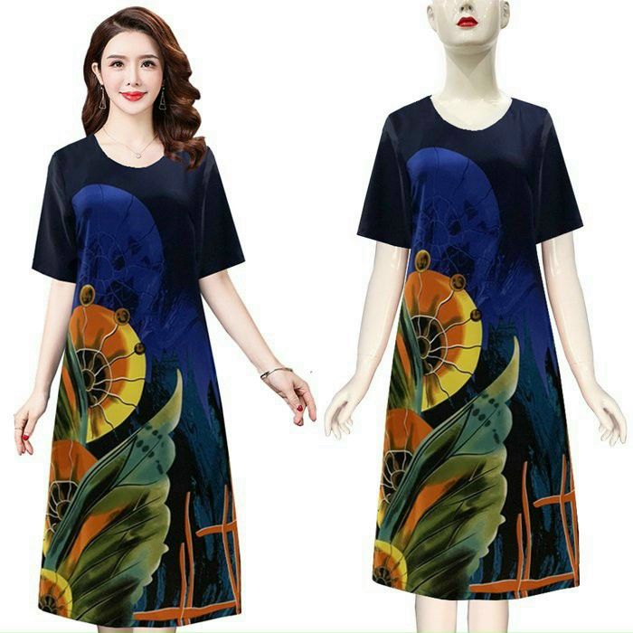 ĐẦM SUÔNG IN HOẠ TIẾT NHIỀU MÀU CAO CẤP SANG TRONG-HN1169