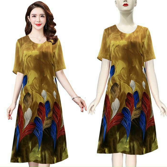 ĐẦM SUÔNG IN HOẠ TIẾT NHIỀU MÀU CAO CẤP SANG TRONG-HN1169