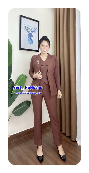 SET NGUYÊN BỘ ÁO VEST NỮ QUẦN DÀI KÈM ÁO GHI LÊ CAO CẤP- VN132