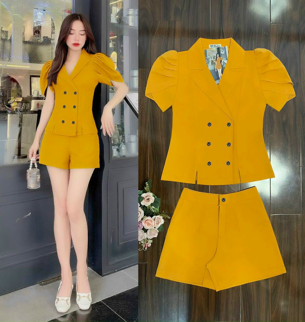 Hàng nhập - Set bộ vest nữ short cotton lụa kèm áo trong, sét đồ thời trang  quần áo blazer ngắn trẻ trung | Shopee Việt Nam